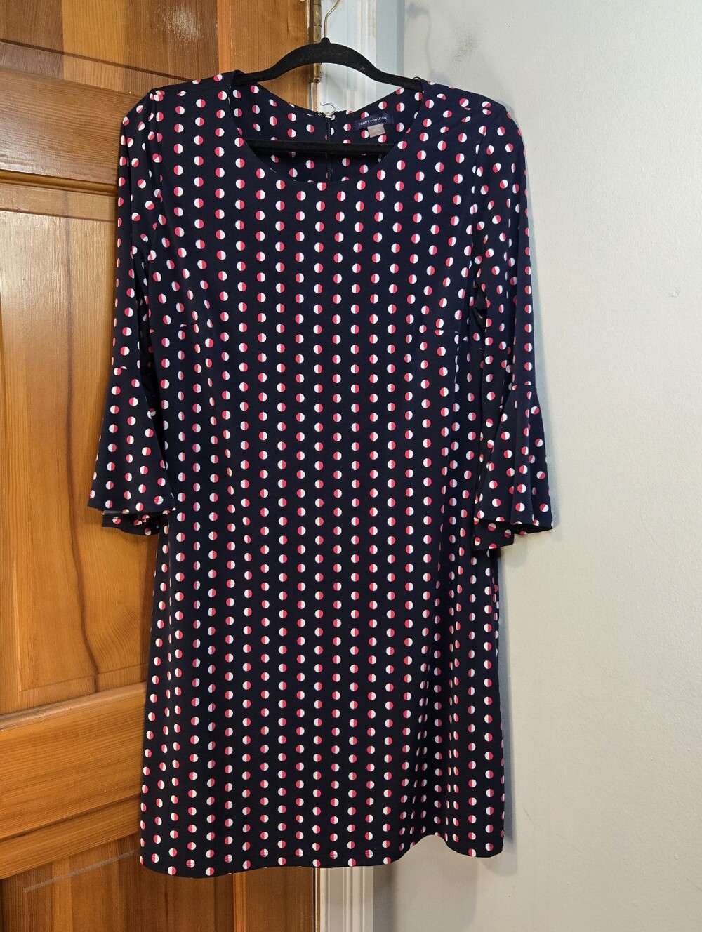 Tommy Hilfiger Navy Dress with Red & White Polka Dots Sz 12